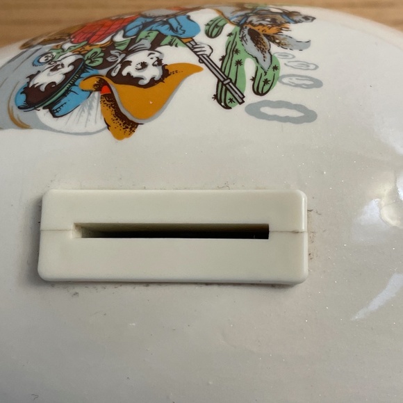 Vintage Rob Roy Piggy Bank Western Covered Wagon Decoration Blue Eyes 10.5” Rare - Picture 5 of 10